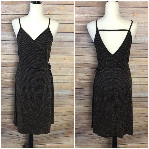 Ten Sixty Sherman Gold Metallic Wrap Dress - Picture 2 of 6